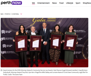 Perth Now: Circle Green Community Legal announced as winner in Attorney General Awards 2026